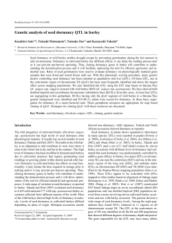 Genetic analysis of seed dormancy QTL in barley - J