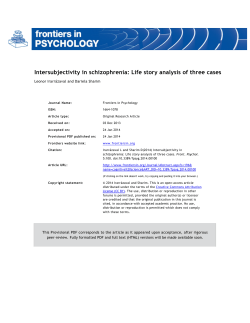 Intersubjectivity in schizophrenia: Life story analysis of