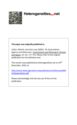 On Qualculation, Agency and Otherness