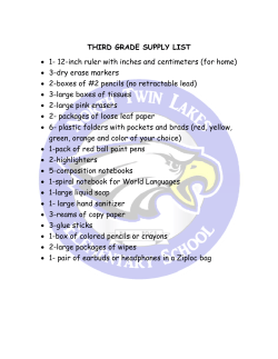 THIRD GRADE SUPPLY LIST • 1- 12-inch ruler with inches and