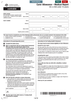 Carer Allowance – Medical Report (for a child