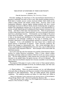 THE STUDY OF ENZYMES IN TISSUE SECTIONS*! Generally