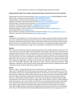 1 Tenth International Conference on Managing Fatigue: Abstract for
