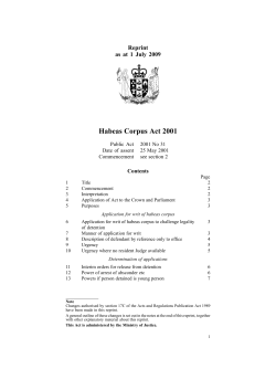 Habeas Corpus Act 2001 - New Zealand Legislation