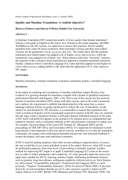 Quality and machine translation: a realist objective?