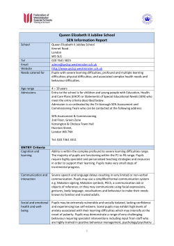 Queen Elizabeth II Jubilee School SEN Information Report
