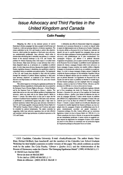 Issue Advocacy and Third Parties in the United Kingdom and Canada