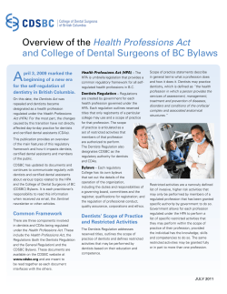 Overview of the Health Professions Act and College of Dental