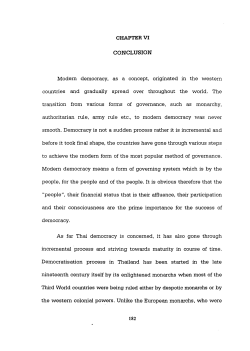 CONCLUSION Modern democracy, as a concept, originated in the