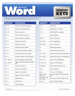 SHORTCUT DESCRIPTION Ctrl + N Create a new blank document