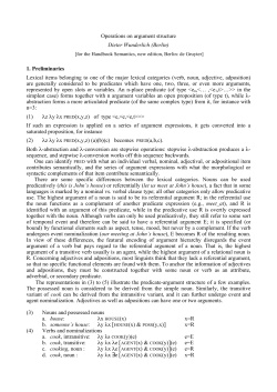 Operations on argument structure Dieter Wunderlich