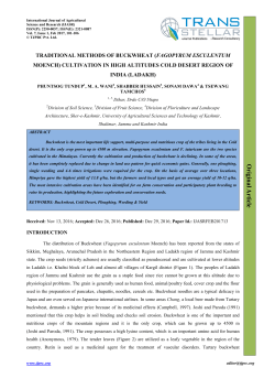 Traditional Methods of Buckwheat (Fagopyrum Esculentum