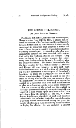the round hill school - American Antiquarian Society
