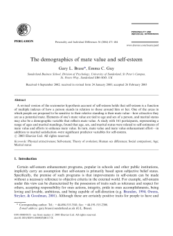 The demographics of mate value and self-esteem