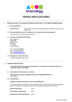PRODUCT SAFETY DATA SHEET