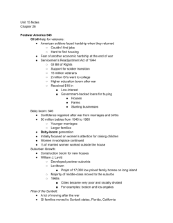 Unit 15 Notes Chapter 26 Postwar America 545 GI bill