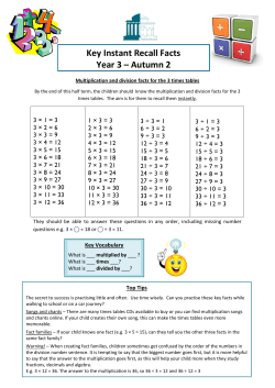 Key Instant Recall Facts Year 3 &ndash; Autumn 2