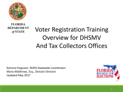 NVRA Workshop for DHSMV and Tax Collector`s Offices