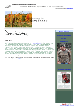A Newsletter from Meg Swansen