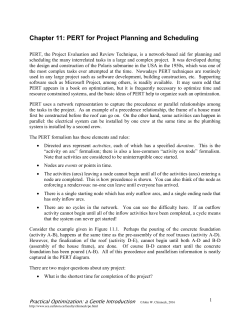 Chapter 11: PERT for Project Planning and Scheduling