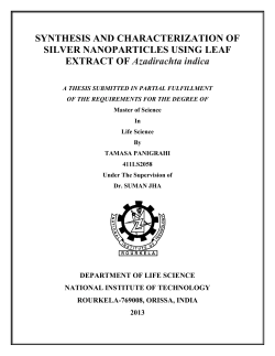 SYNTHESIS AND CHARACTERIZATION OF SILVER