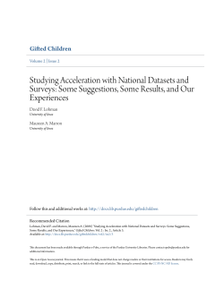 Studying Acceleration with National Datasets and - Purdue e-Pubs