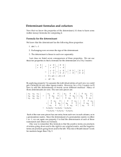 Lecture 19: Determinant formulas and cofactors