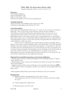 PHIL 100B: The Rationalists (Winter 2016)