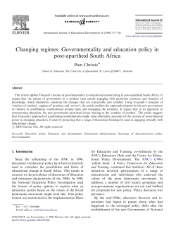 Changing regimes: Governmentality and education policy in post