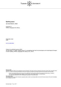 Tilburg University Spelling space van den Bosch