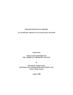 LCI Summary for 6 Tuna Packaging Systems - Plastics