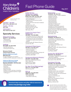 Fast Phone Guide - Mary Bridge Children`s Hospital