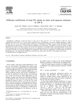 Diffusion coefficients of lead (II) nitrate in nitric acid aqueous