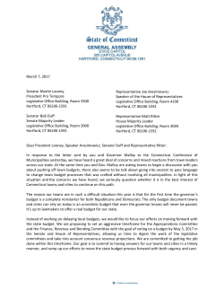 March 7, 2017 Senator Martin Looney President Pro Tempore