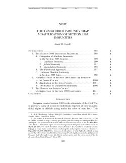 NOTE THE TRANSFERRED IMMUNITY TRAP: MISAPPLICATION