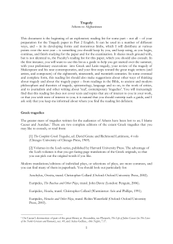 Tragedy reading list
