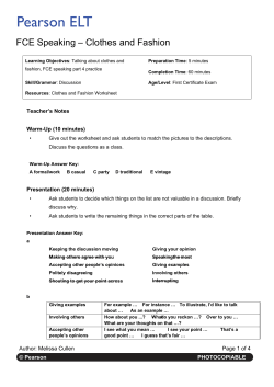 FCE Speaking &ndash; Clothes and Fashion