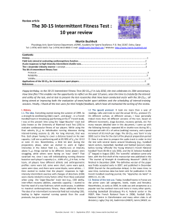 The 30-15 Intermittent Fitness Test : 10 year review