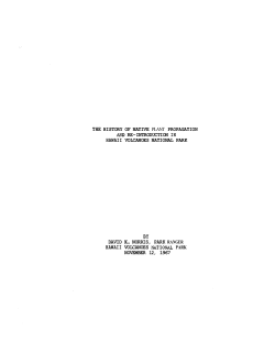 the history of native plant propagation w`d re