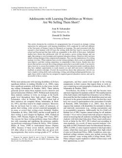 Adolescents with Learning Disabilities as Writers
