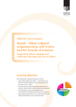 Hautu – Maori cultural responsiveness self review tool for boards of