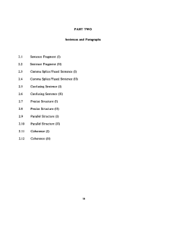 PART TWO 2.1 Sentence Fragment (I) Sentence Fragment (II