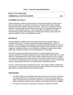 JHA​ Commercially Bottled Water - Greater Saskatoon Catholic