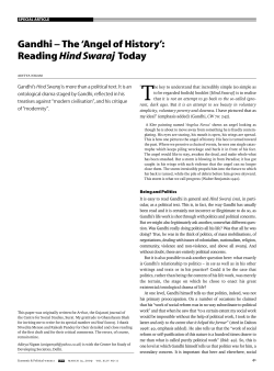 Gandhi &ndash; the `angel of History`: reading Hind Swaraj today