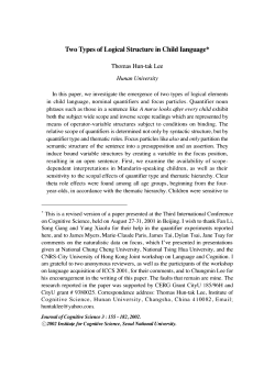Two Types of Logical Structure in Child language*