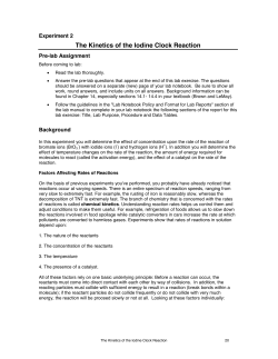 The Kinetics of the Iodine Clock Reaction