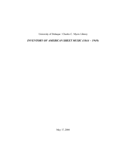 Inventory of American Sheet Music