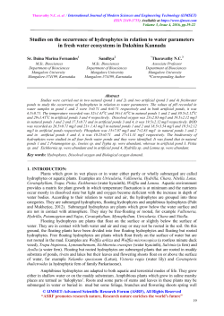 Studies on the occurrence of hydrophytes in relation to