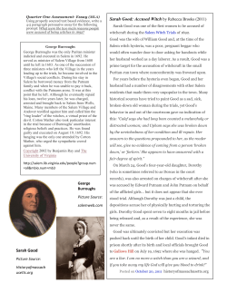 Sarah Good: Accused Witch by Rebecca Brooks (2011) Sarah Good