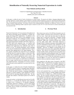 Identification of Naturally Occurring Numerical Expressions in Arabic